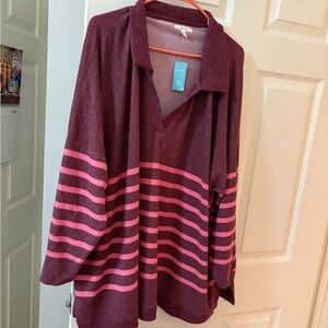 Maurices Burgundy and Pink Knit Top